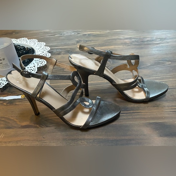 Via Spiga Heels Leather Sandals Sz 10 Granite - Picture 3 of 11